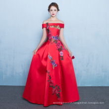 2019 Latest Embroidery Rose Wholesale Evening Dress Elegant off shoulder Floor length long Women evening dress